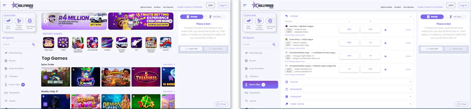 HollywoodBets Casino and Sportsbook Screenshot